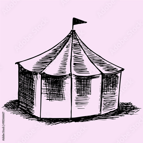 circus tent, doodle style, sketch illustration