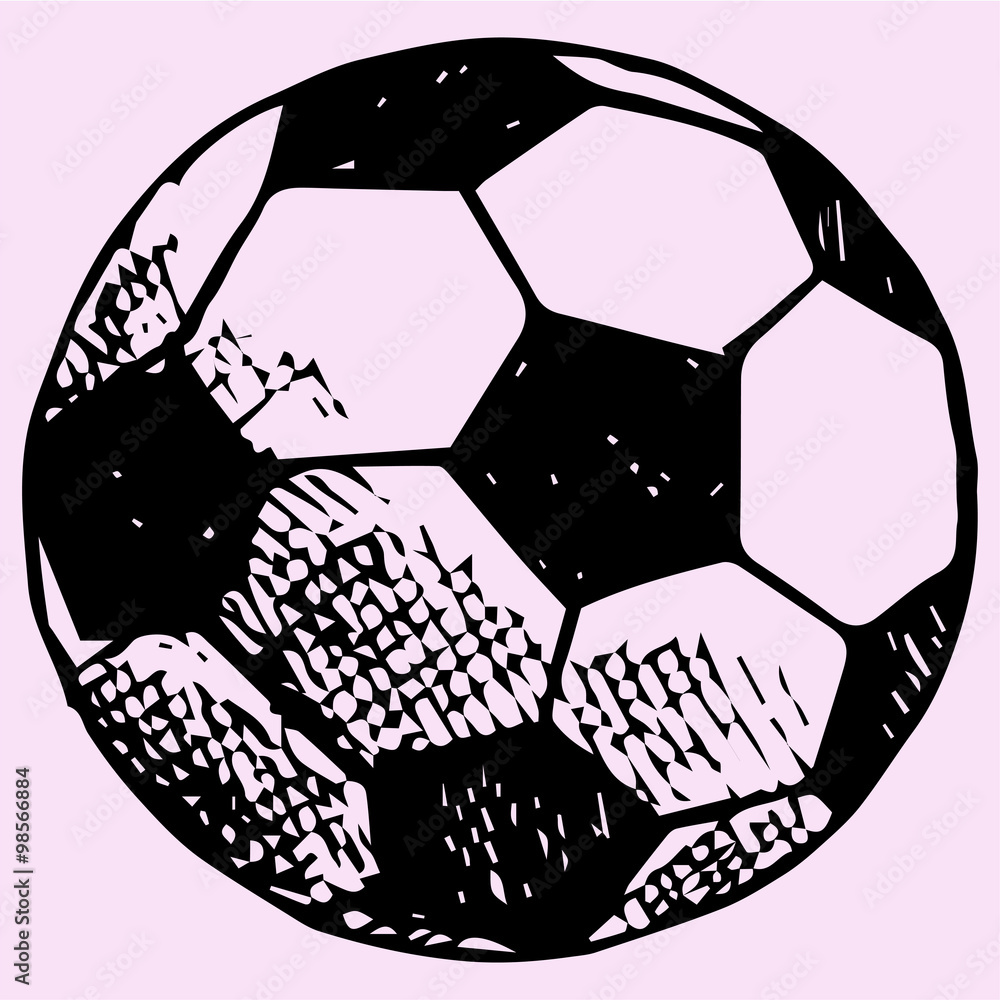 Obraz premium soccer ball, football goal with ball, doodle style, sketch illustration