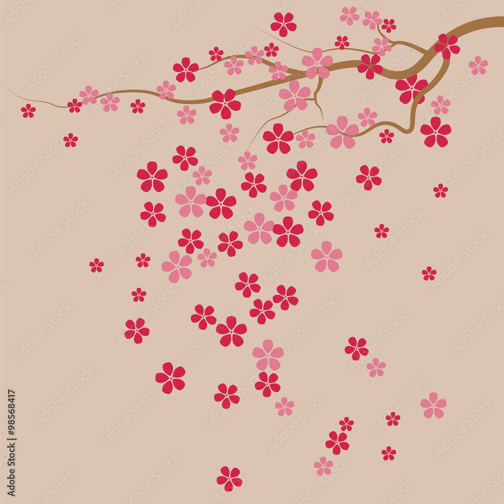 Cherry Flowers background. Vector