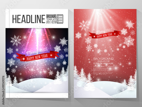 Set of business templates for brochure, flyer or booklet. Merry Christmas and happy New Year vector background