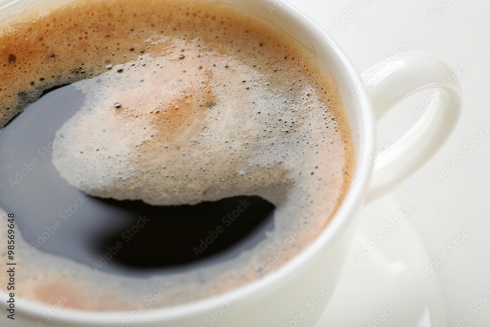 A cup of tasty coffee, isolated on white, close-up A cup of tasty coffee, isolated on white, close-up