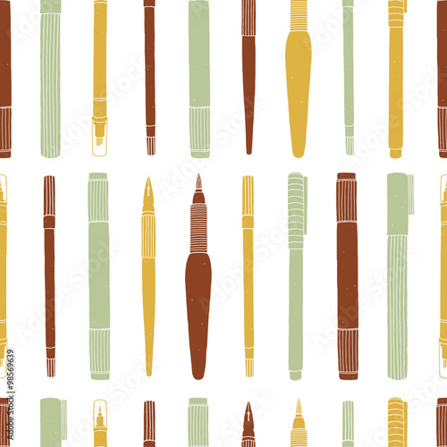 Seamless pattern with art materials. Vector repeating background 