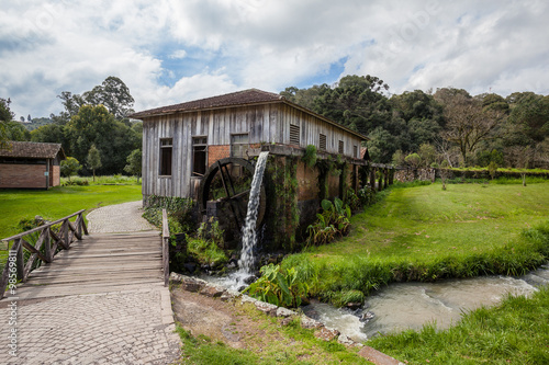 An old wooden house with waterwheel at Rio Grande do Sul - Brazi