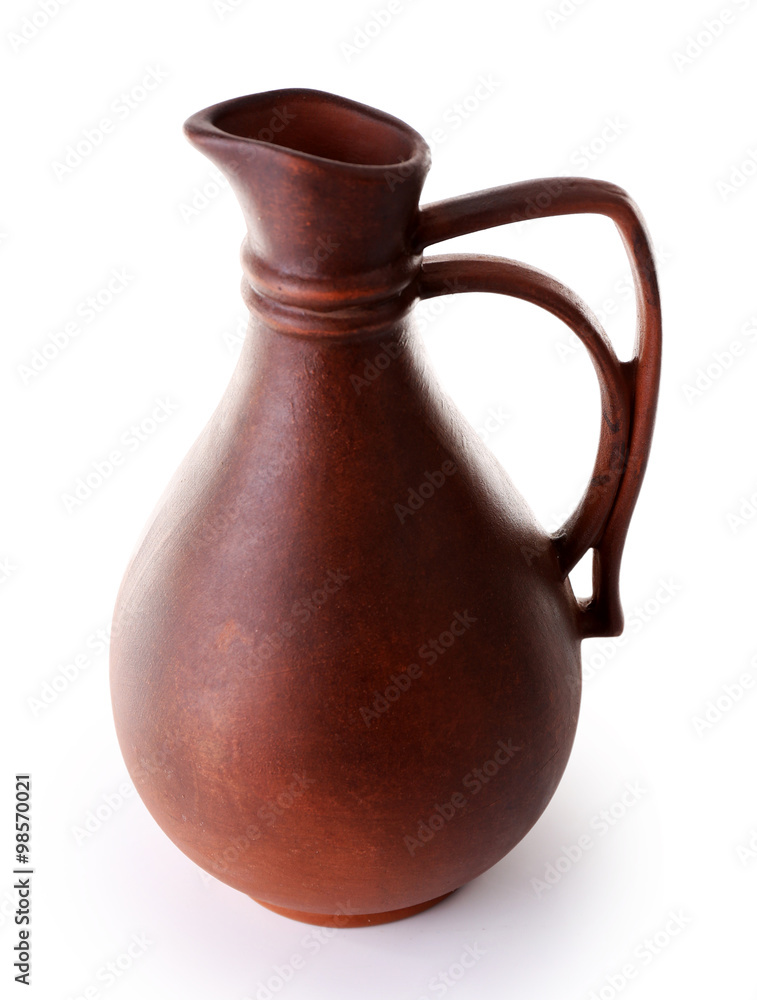 Clay jar isolated on white