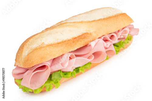 sandwich with italian sliced meat isolated on white