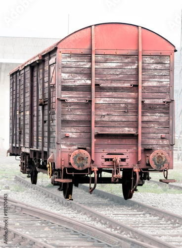 Old wooden german cargo or freight train car