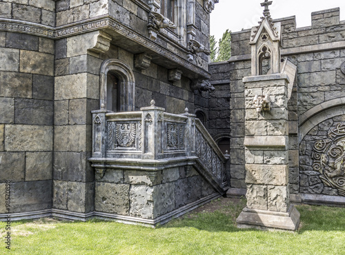 elements of architecture in the Gothic style/Tourist center Castle Garibaldi in the village Hryaschevka, Samara region, Russia. photo