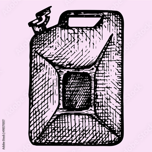 gas can, gasoline jerrycan, canister, doodle style, sketch illustration, hand drawn, vector