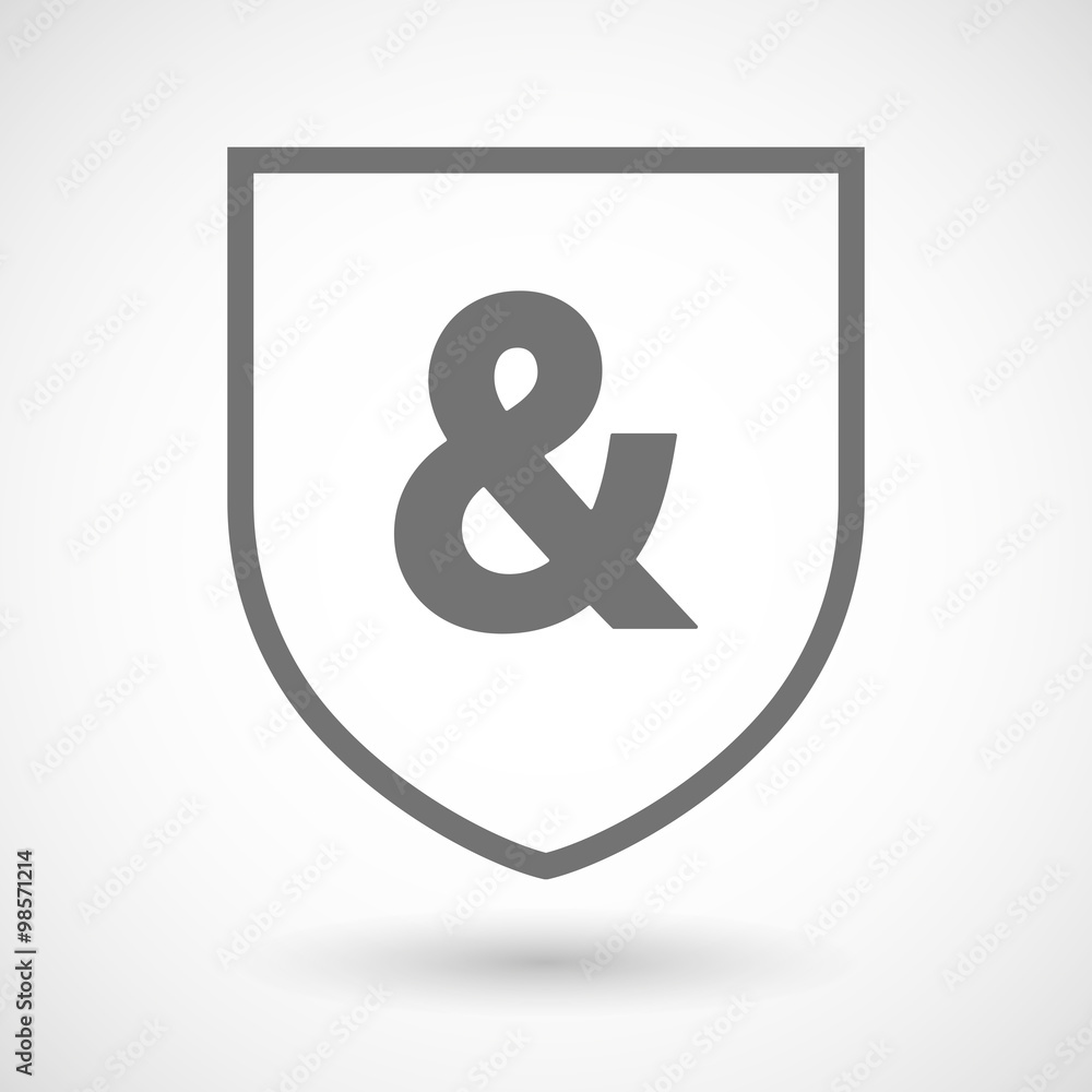 Line art shield icon with an ampersand Line art shield icon with an ampersand