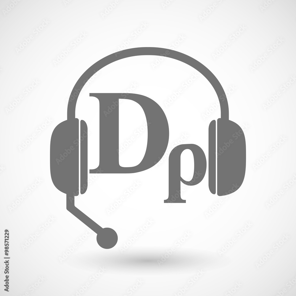 Assistance headset icon with a drachma currency sign Assistance headset icon with a drachma currency sign