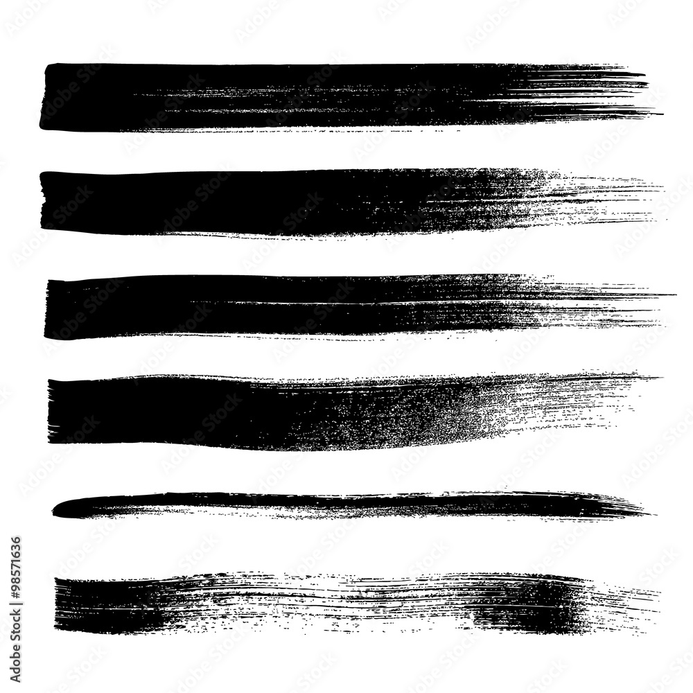 Brush strokes set abstract vector illustration.