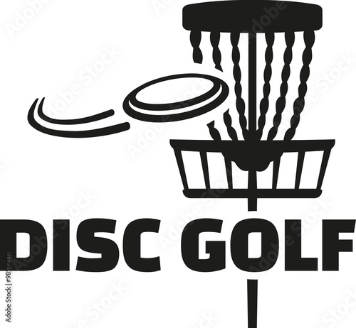Disc golf with basket and frisbee