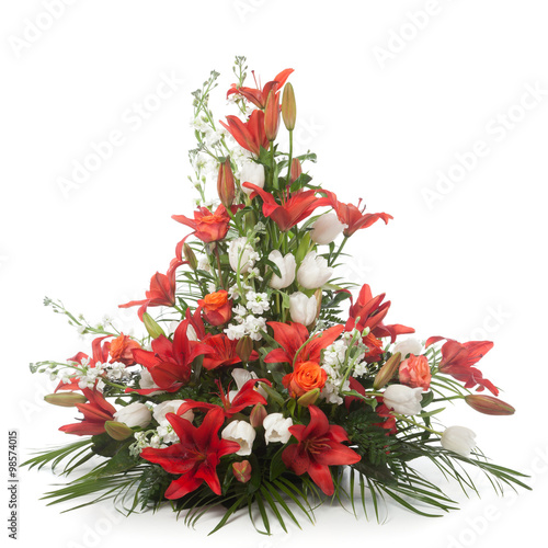 Canvas Print flower arrangement made of lily, snapdragon, roses and lily flowers