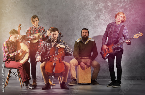 Canvas Print Musical band on grey wall background