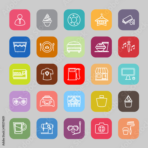 Franchisee business line flat icons