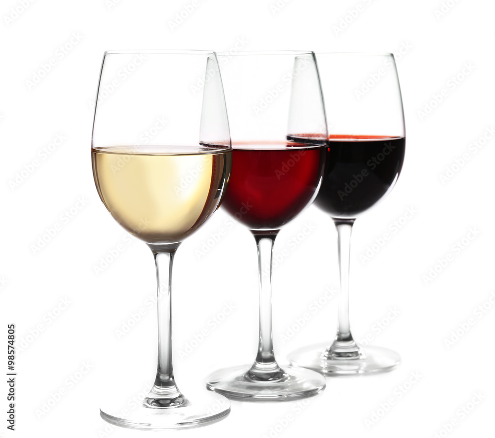 Different kinds of wine in gasses on light background Different kinds of wine in gasses on light background