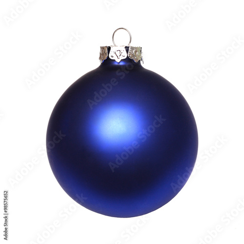 Close-up of an isolated blue christmas ball