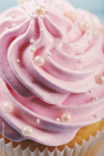 Pink cupcake closeup