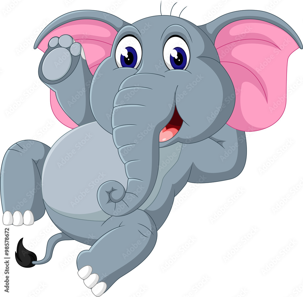 Fototapeta premium illustration of Cute elephant cartoon sitting