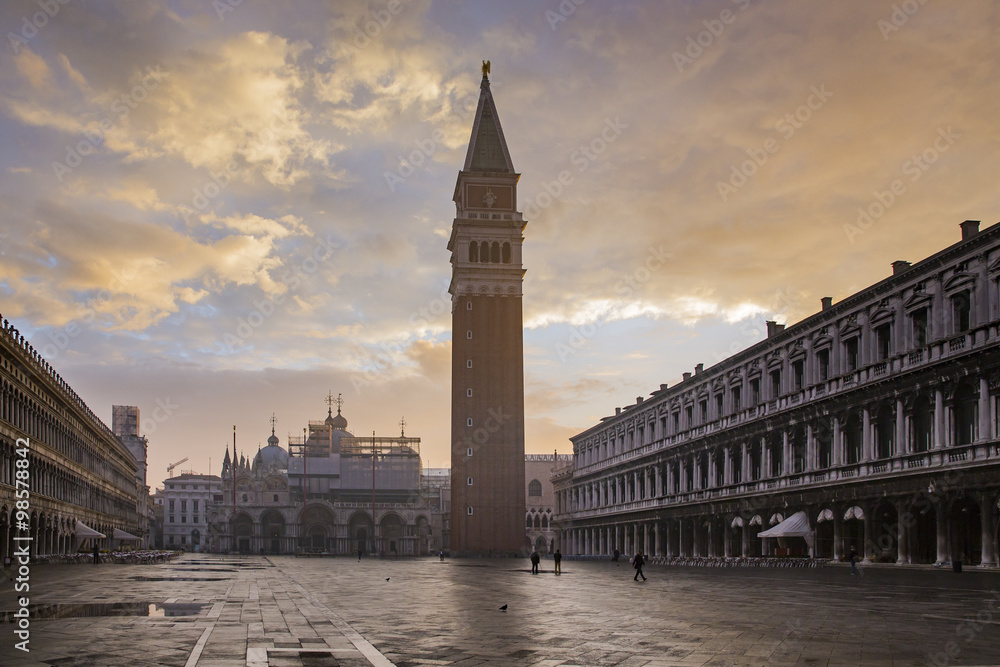 San Marco Square in Venice during sunrise