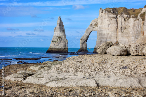 famouse Etretat arch rock, France photo