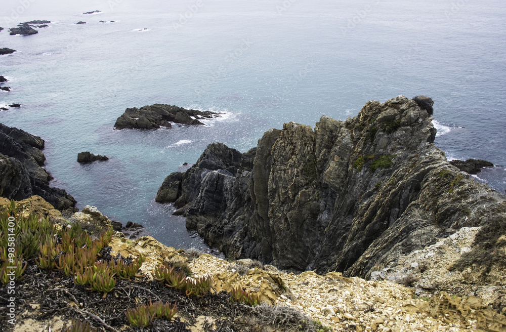 blue wild ocean at protugal coast