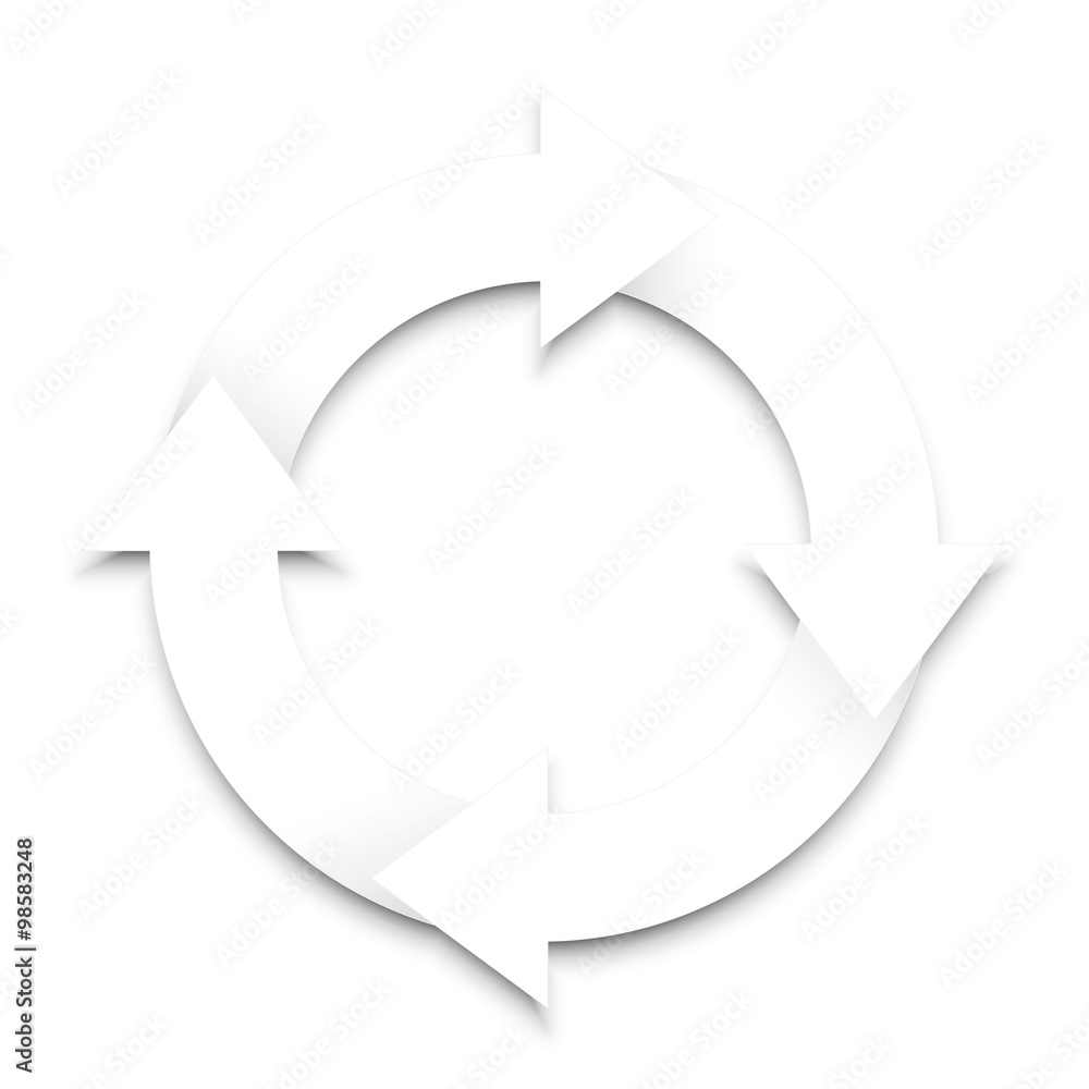 Spinning arrows with shadow on white background. Spinning arrows with shadow on white background.