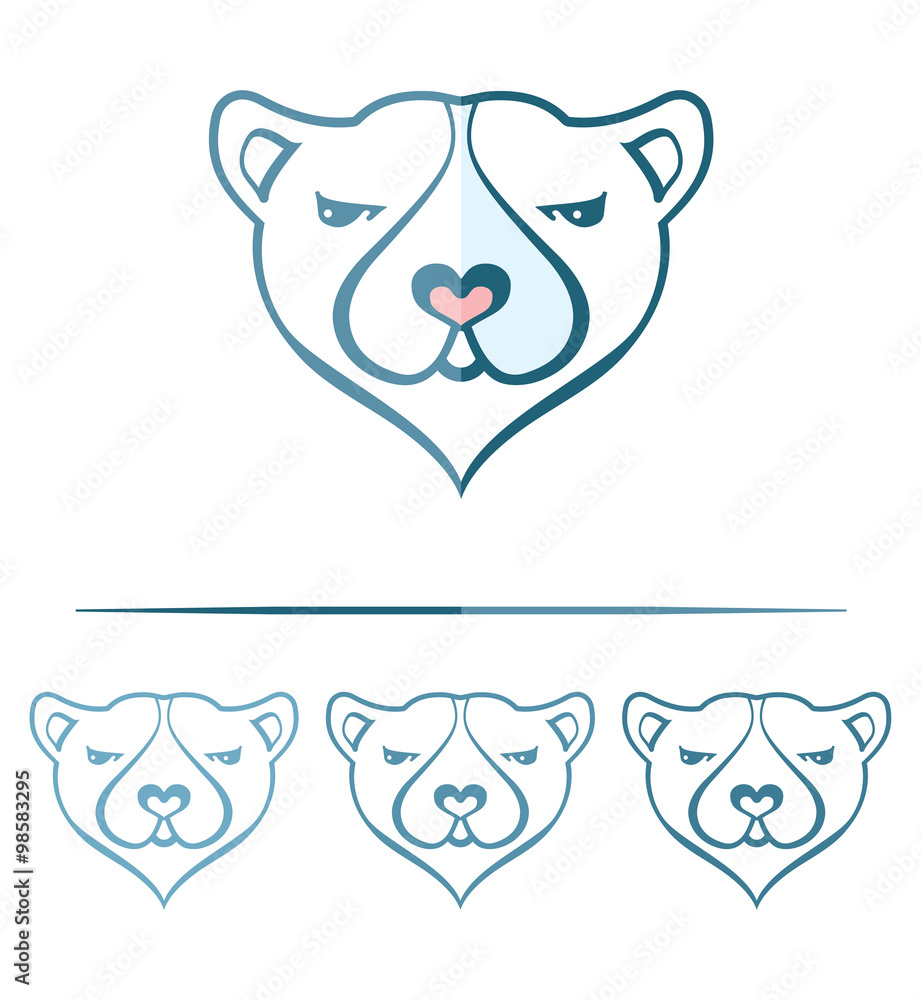 Polar bear face - template design. Polar bear face - template design.