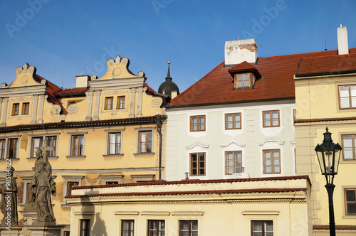 The Architecture of Lesser Town at the West of Charles Bridge in Prague