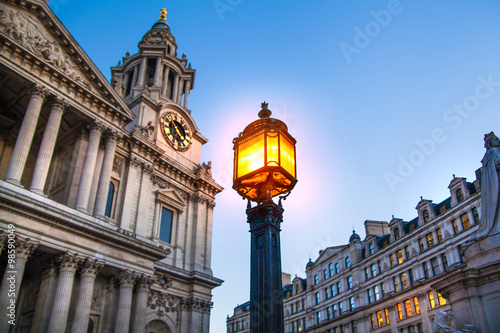 LONDON, UK - DECEMBER 19, 2014: City of London. St. Paul cathedral at the dusk