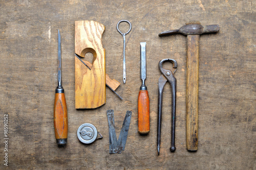 old carpenter's tools for working with wood