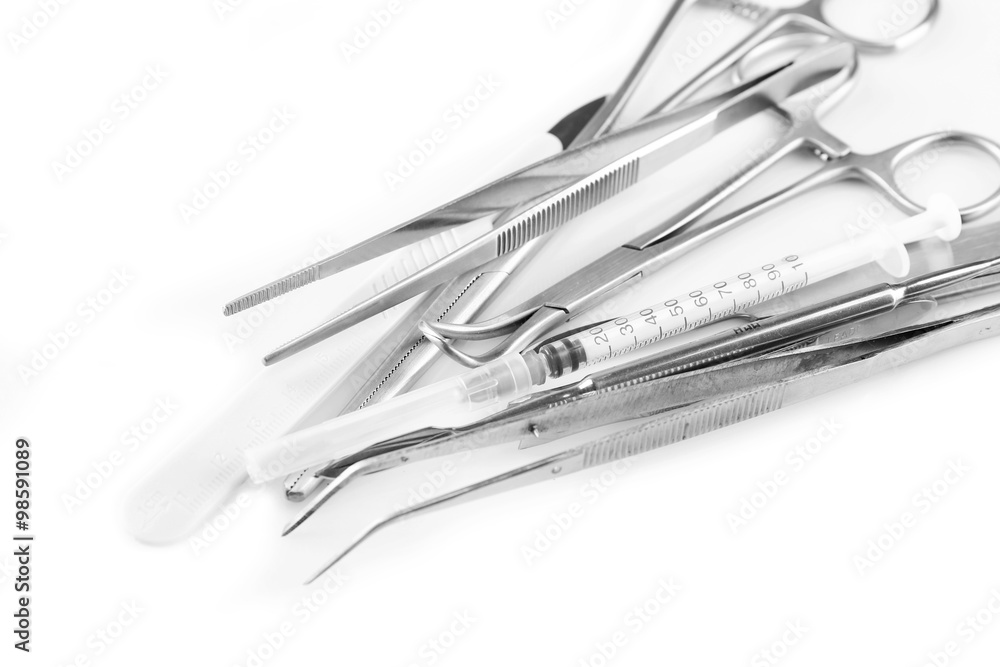 Surgery instruments isolated on white Surgery instruments isolated on white