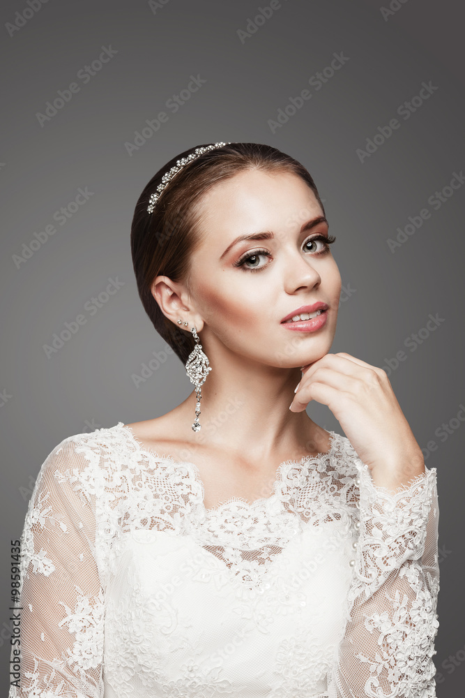 A beautiful girl is in a wedding decoration