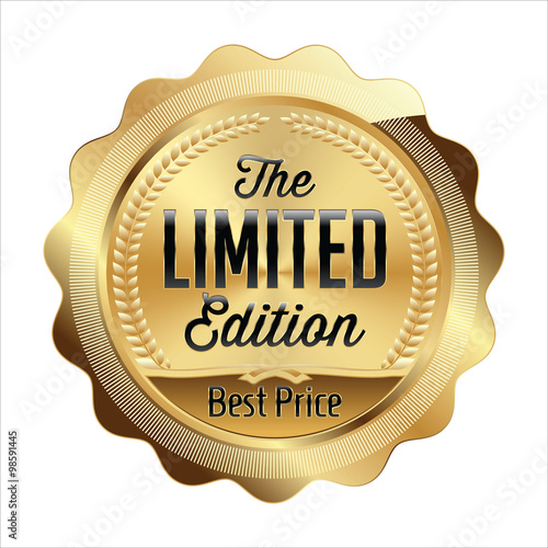 Gold and Black Shiny Luxury Badge on White Background. The Limited Edition.