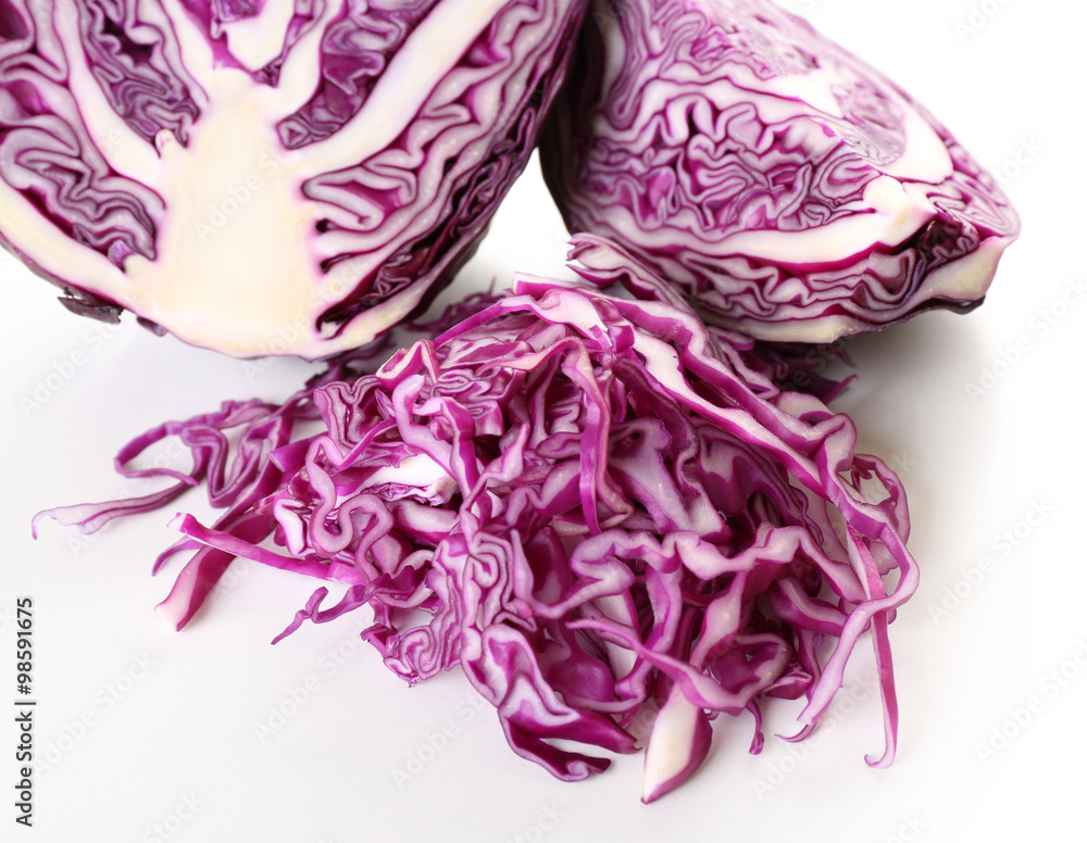 Obraz premium Cut red cabbage isolated on white