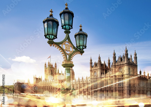 Houses of Parliament and lanterns, London
