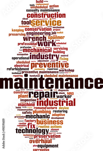 Maintenance word cloud concept. Vector illustration
