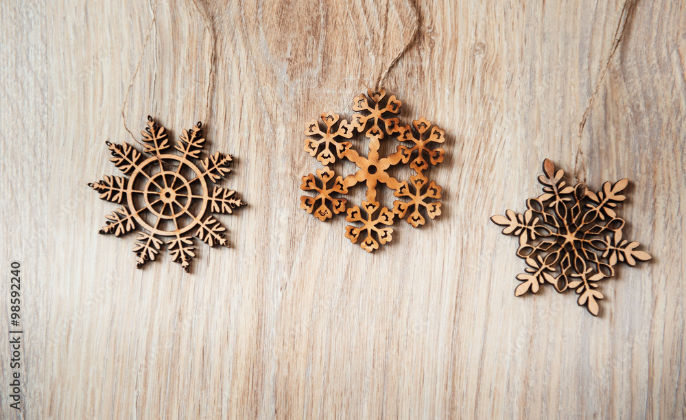 handmade wooden snowflakes Christmas composition handmade wooden snowflakes Christmas composition