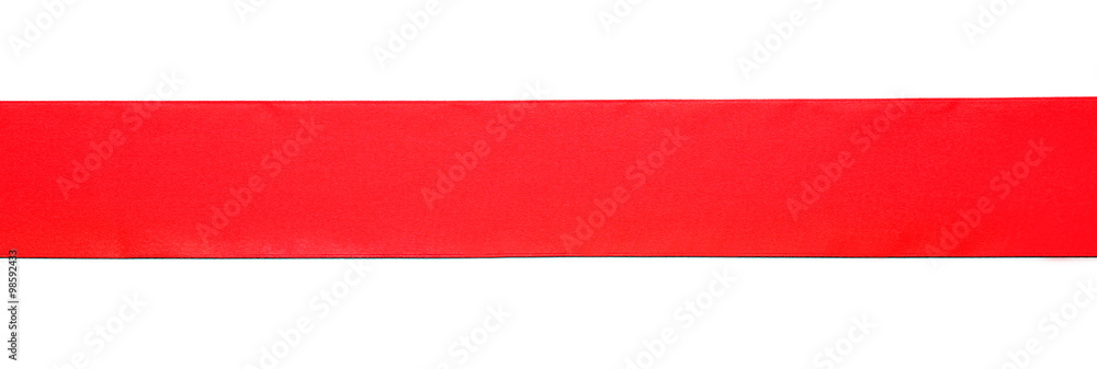 one red horizontal ribbon, isolated on white one red horizontal ribbon, isolated on white