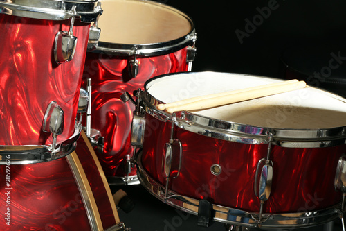 Drum set on a stage