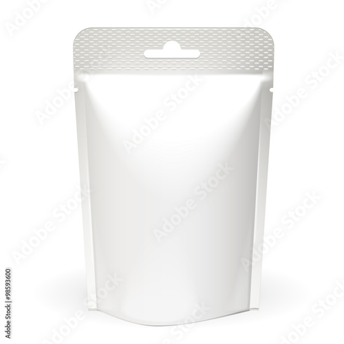 White Blank Foil Food Pouch Bag Pack Vector EPS10