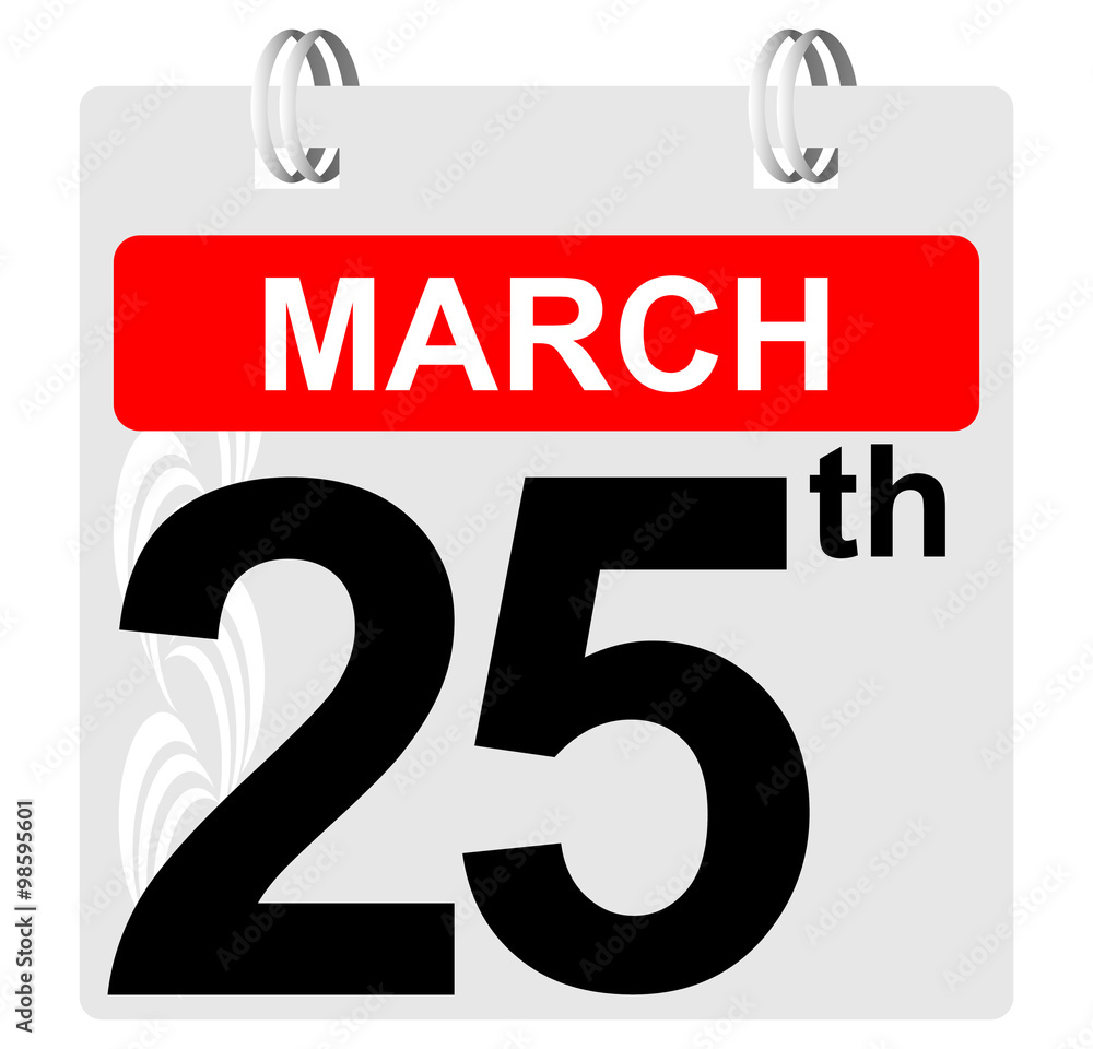 Fototapeta premium 25th march calendar with ornament