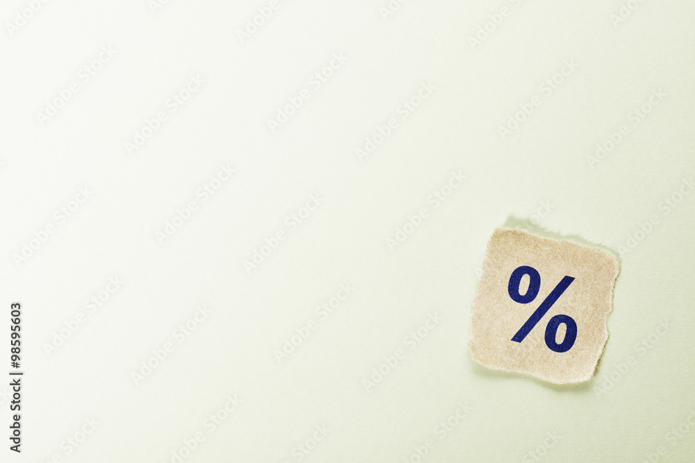 Percent. On green background with copy space. Percent. On green background with copy space.