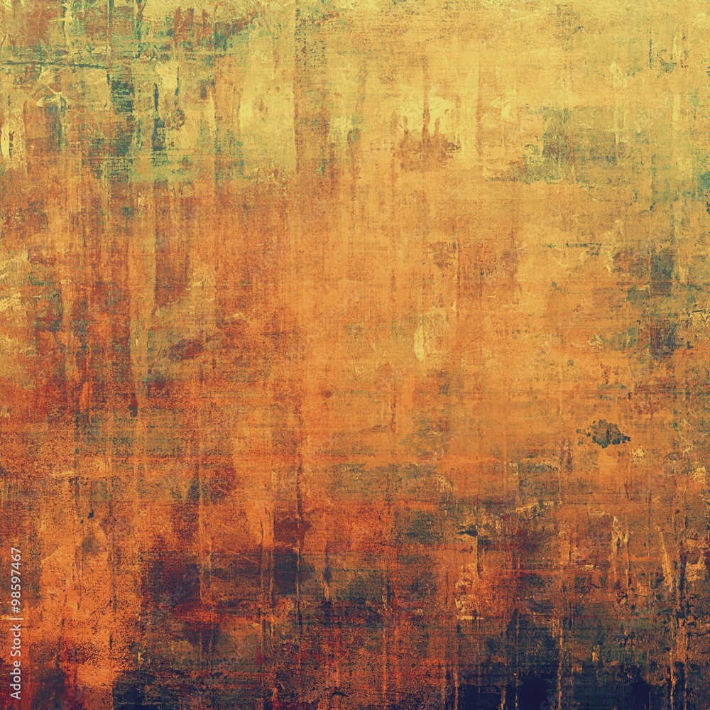 Obraz premium Dirty and weathered old textured background. With different color patterns: yellow (beige); brown; red (orange); green