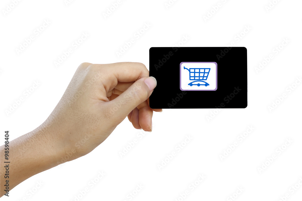 Hand hold blank business card or credit card Hand hold blank business card or credit card