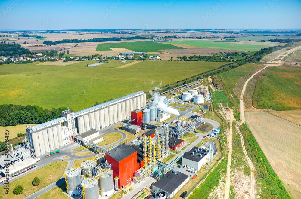 Biofuel factory aerial view