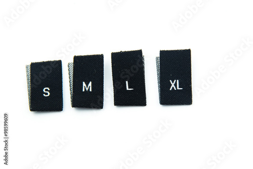 black fabric clothing size labels