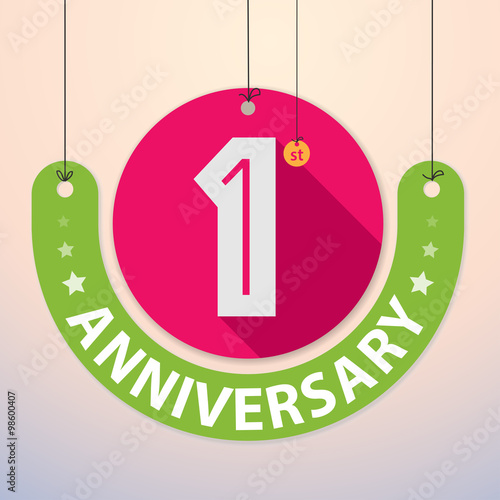 1st Anniversary - Colorful Badge, Paper cut-out