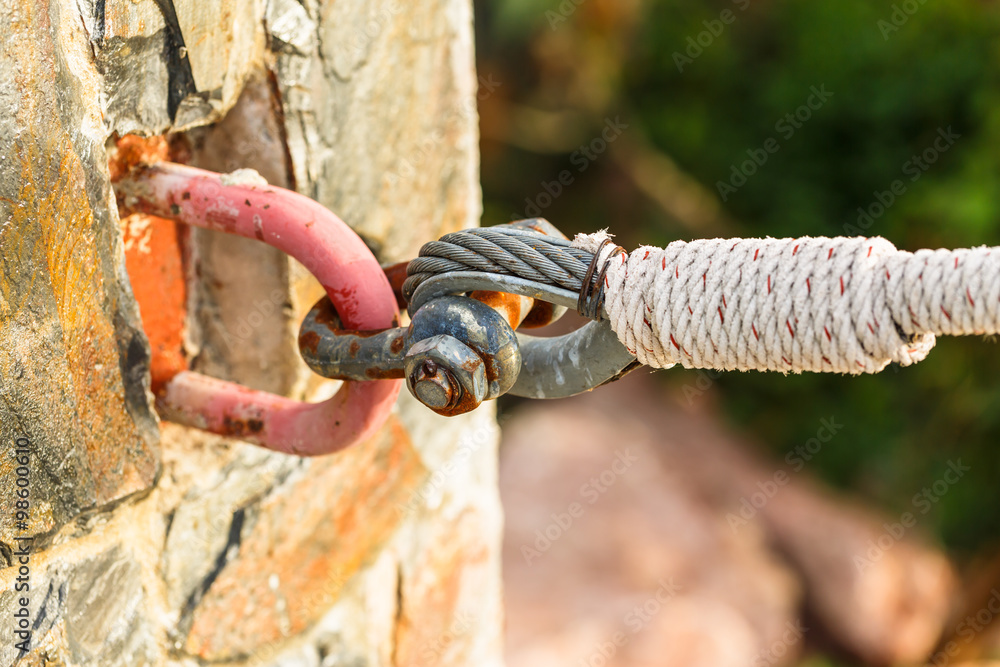 rusty shackle connect the sling and rope tied knot in nature bac rusty shackle connect the sling and rope tied knot in nature bac