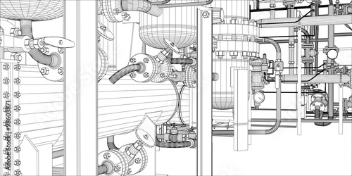 Illustration of equipment for heating system